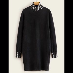 Pearl beaded drop shoulder dress